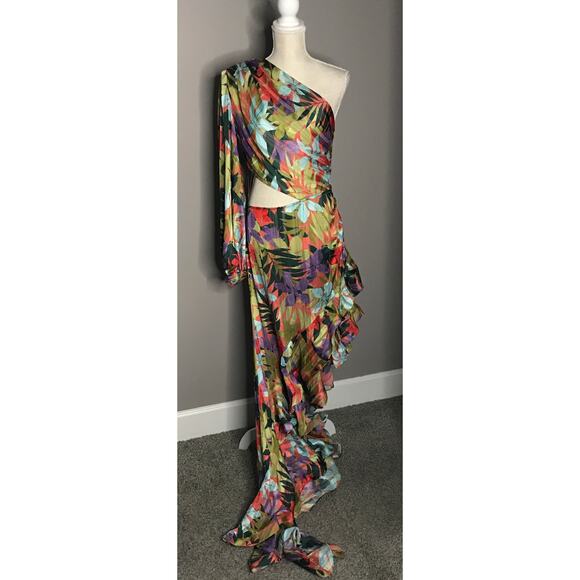 Bronx and Banco Tropics Violet Silk blend Maxi Dress Size 10 $850 - Picture 12 of 16